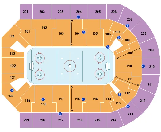 Denny Sanford Premier Center Hockey Seating Map